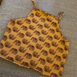 Forever 21 tan crop top with elephant design size M